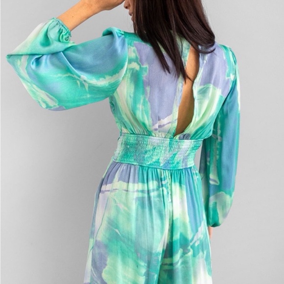 💎HOST PICK 💎 Aquamarine Print Long Sleeve Jumpsuit - Picture 2 of 2
